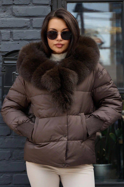 Зимняя пуховая куртка Vivilona коричневая