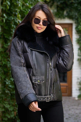 Модный пуховик oversize 2025-2026 джинсовый